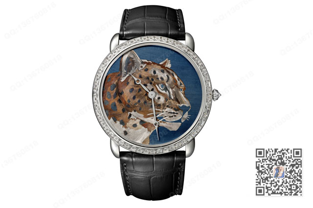 卡地亚推出Ronde Louis Cartier焰金工艺猎豹装饰腕表